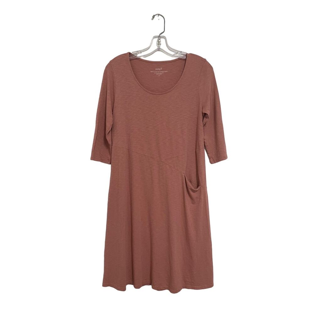 Pure Jill J. Jill Womens Dress Size XS Rose Pink Easy Knit Seamed 3/4 Sleeve